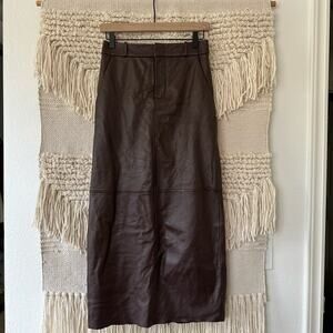 VEDA Leather Maxi Skirt